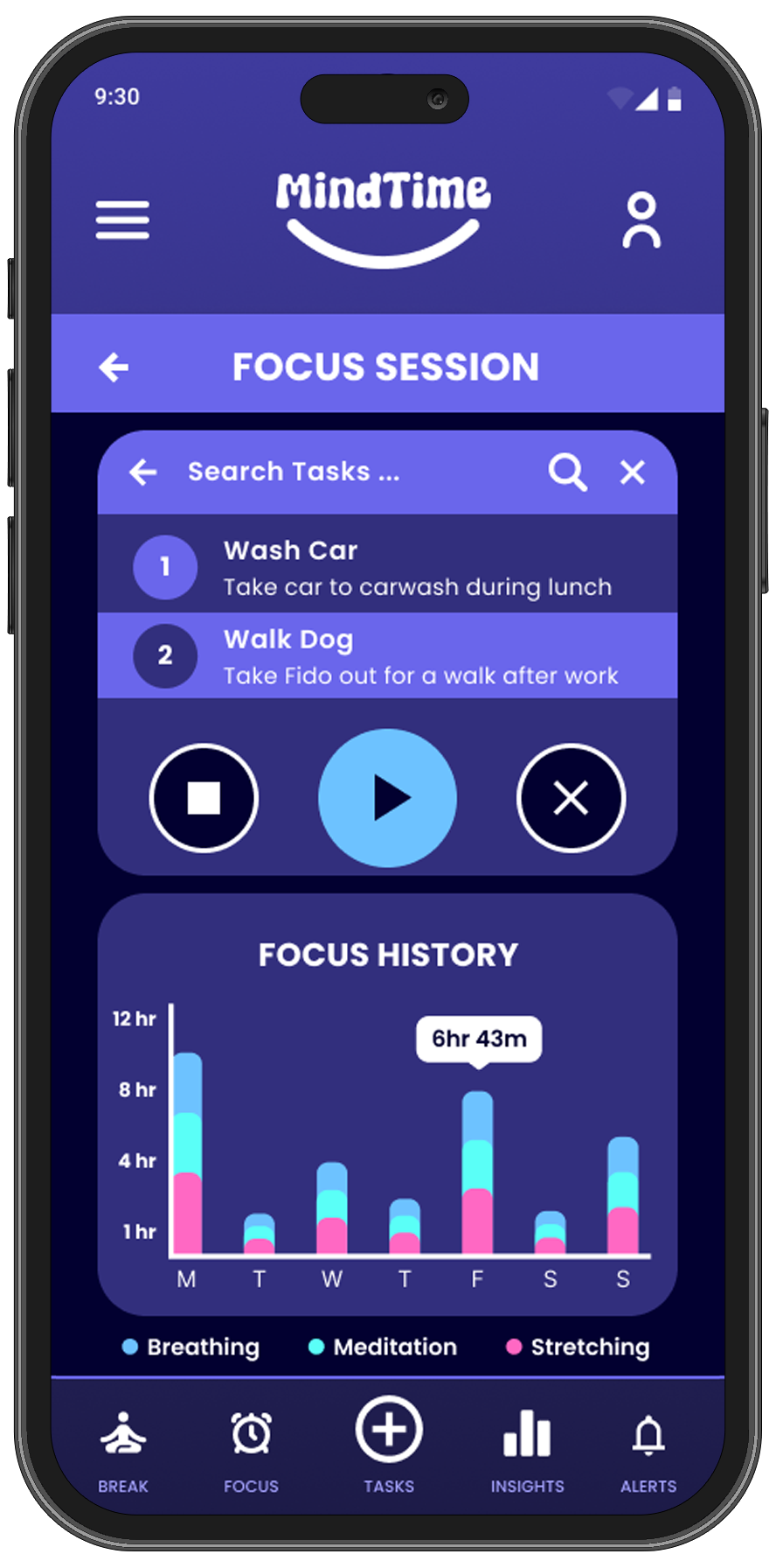 MindTime Wireframe